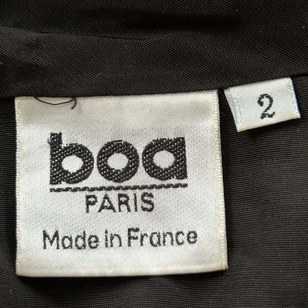 BOA PARIS beaded floral open front blouse sz 2 made in France